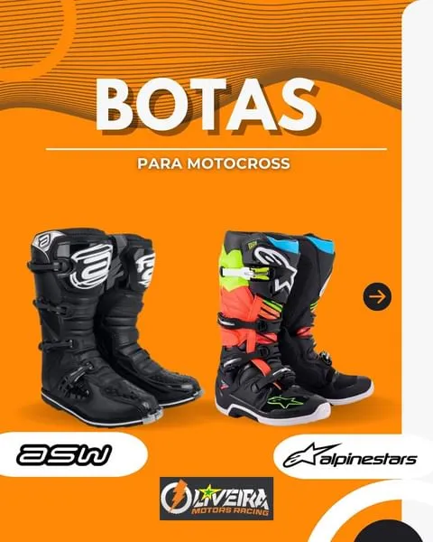 Botas ASW e Alpinestars para motocross na Oliveira Motors